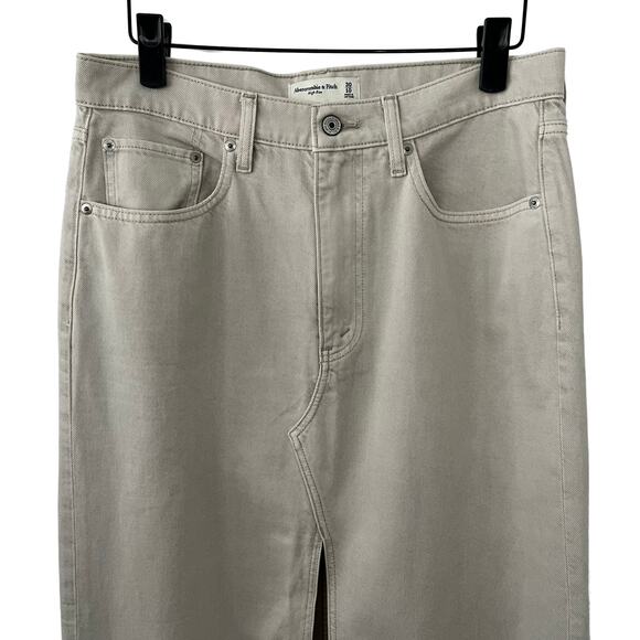 Abercrombie & Fitch High-Rise Denim Midi Skirt Ecru/Khaki Size 30 (US 10) - Picture 4 of 7